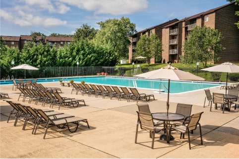 Outdoor pool at Foxfire Apartments