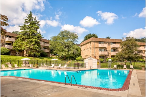 Outdoor pool at Top of the Hill apartments