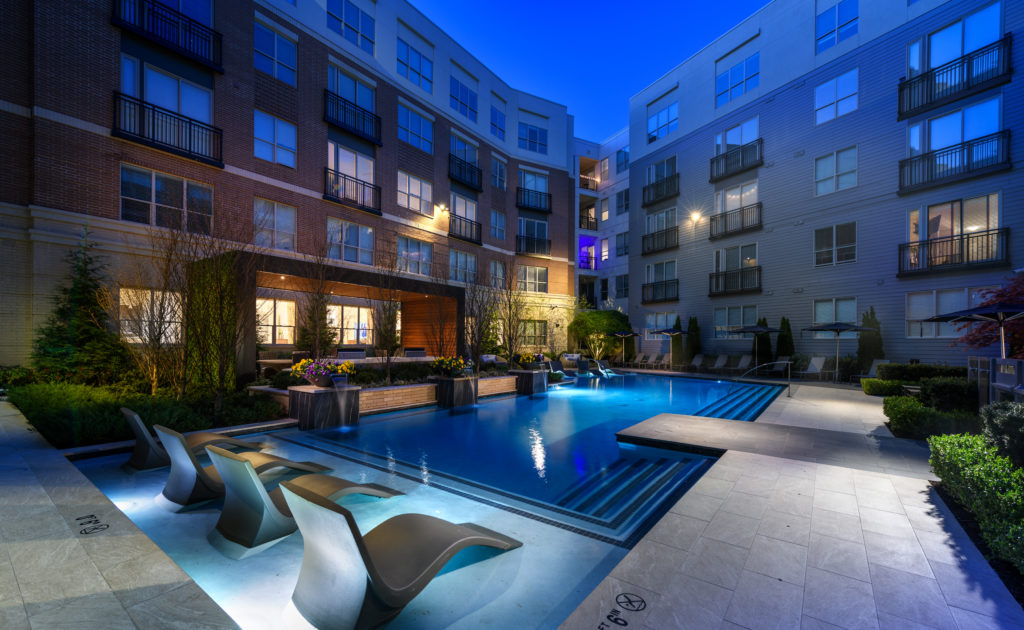 Outdoor pool at The Point at Exton with lounge chairs
